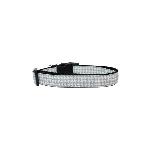 Grey Houndstooth Nylon Ribbon Collar Grey Houndstooth Nylon Ribbon Collar