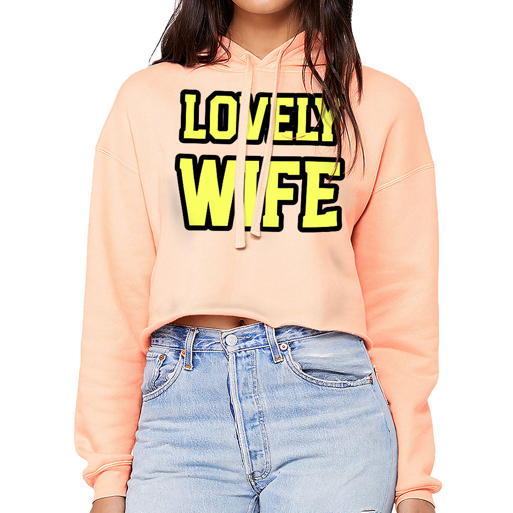 Wife Women's Cropped Hoodie - Cute Cropped Hoodie - Best Design Hooded Sweatshirt