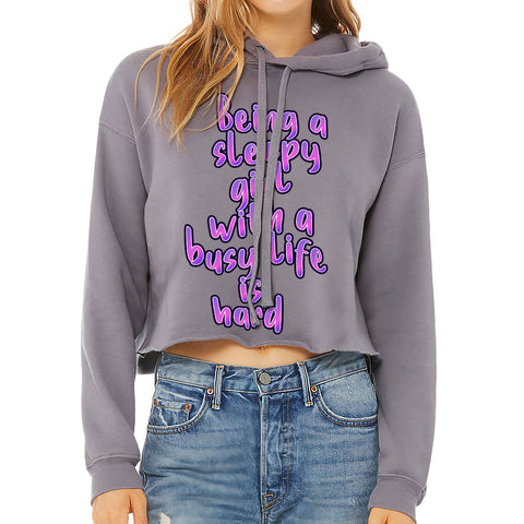 Being a Sleepy Girl Women's Cropped Hoodie - Cool Design Cropped Hoodie - Best Print Hooded Sweatshirt