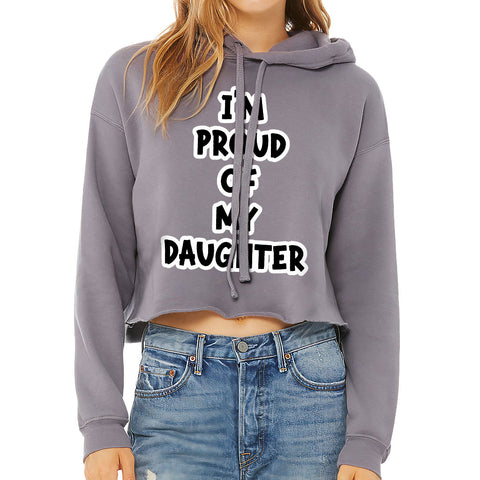 Proud Mom Women's Cropped Hoodie - Trendy Cropped Hoodie - Best Design Hooded Sweatshirt