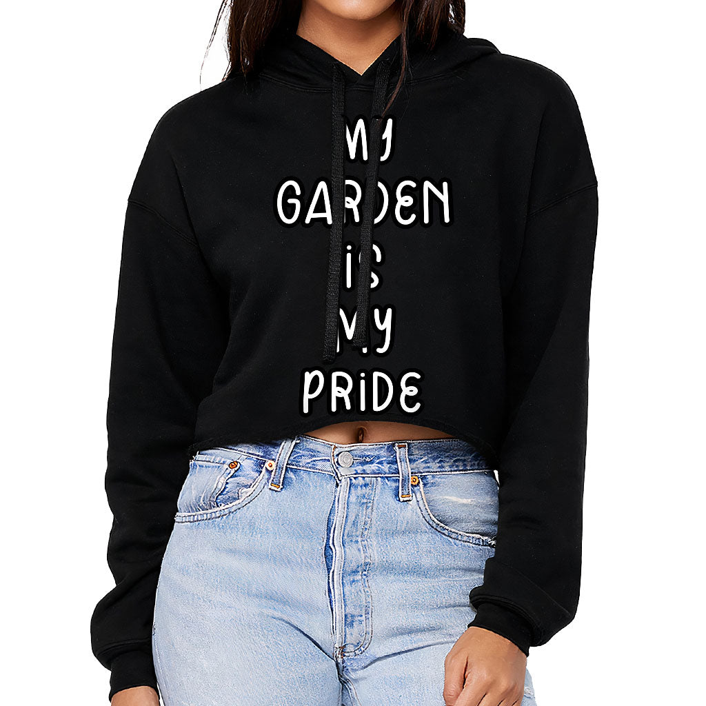 Garden Themed Women's Cropped Hoodie - Printed Cropped Hoodie - Cool Design Hooded Sweatshirt