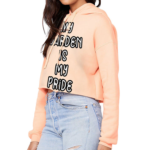 Garden Themed Women's Cropped Hoodie - Printed Cropped Hoodie - Cool Design Hooded Sweatshirt