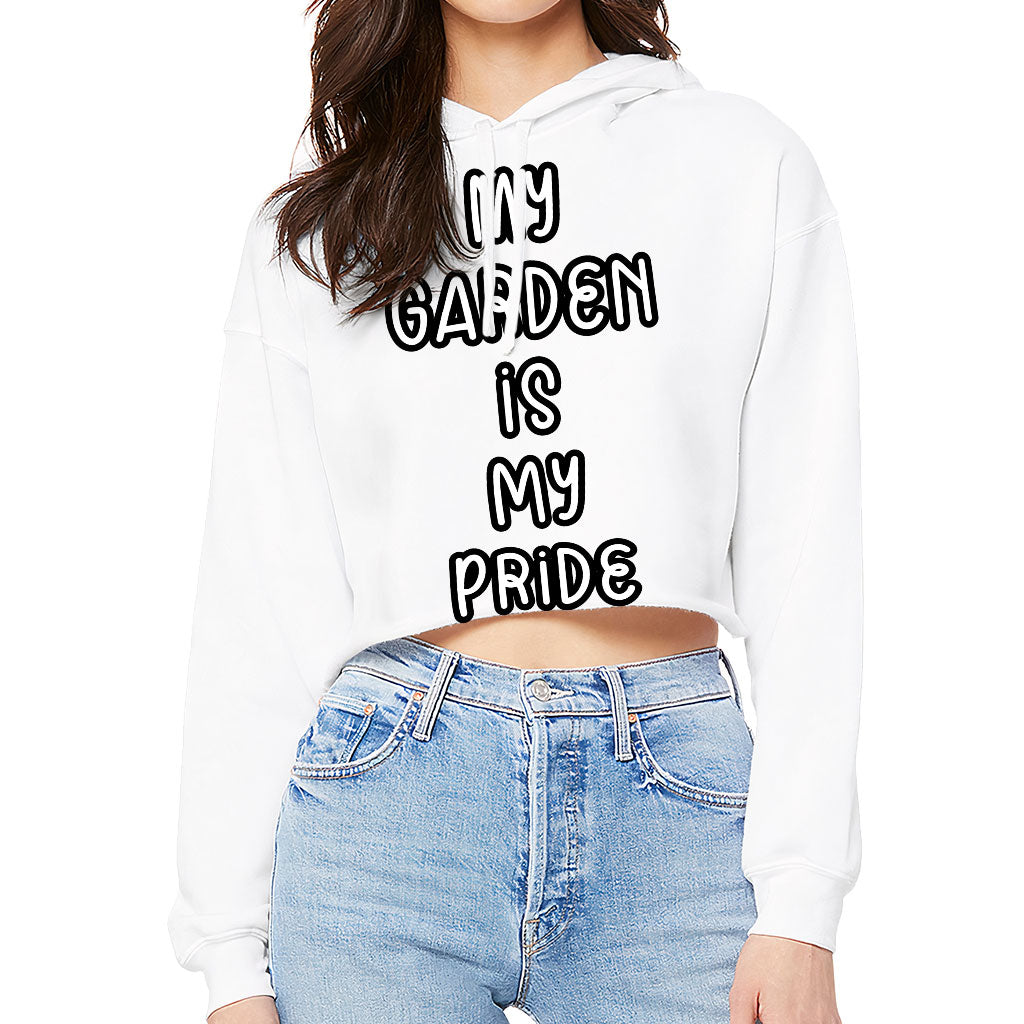 Garden Themed Women's Cropped Hoodie - Printed Cropped Hoodie - Cool Design Hooded Sweatshirt