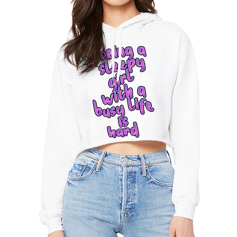 Being a Sleepy Girl Women's Cropped Hoodie - Cool Design Cropped Hoodie - Best Print Hooded Sweatshirt