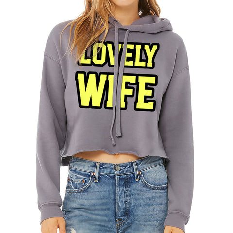 Wife Women's Cropped Hoodie - Cute Cropped Hoodie - Best Design Hooded Sweatshirt