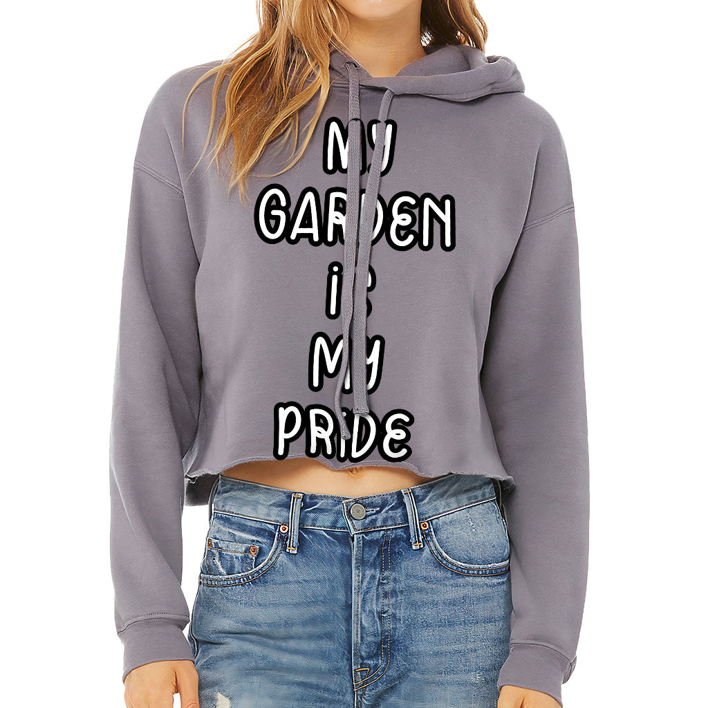 Garden Themed Women's Cropped Hoodie - Printed Cropped Hoodie - Cool Design Hooded Sweatshirt