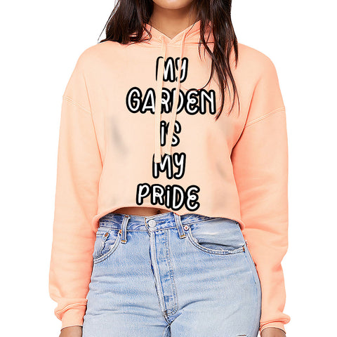 Garden Themed Women's Cropped Hoodie - Printed Cropped Hoodie - Cool Design Hooded Sweatshirt