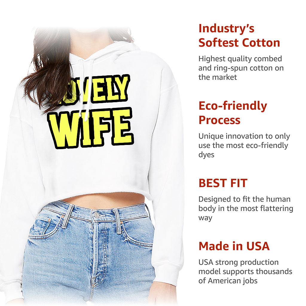 Wife Women's Cropped Hoodie - Cute Cropped Hoodie - Best Design Hooded Sweatshirt