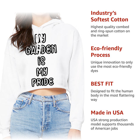 Garden Themed Women's Cropped Hoodie - Printed Cropped Hoodie - Cool Design Hooded Sweatshirt